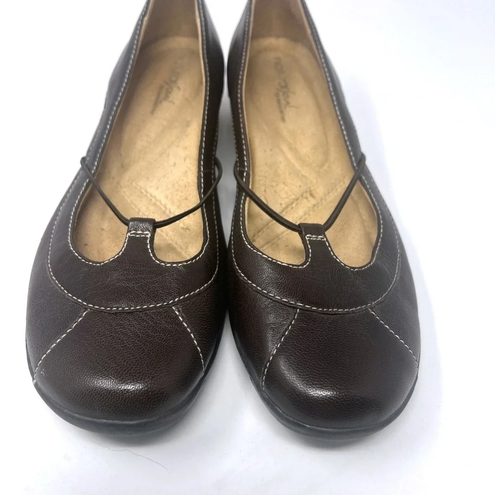 Natural Soul by Naturalizer Women's 8.5 Brown Mary Jane Comfort Flats Shoes EUC